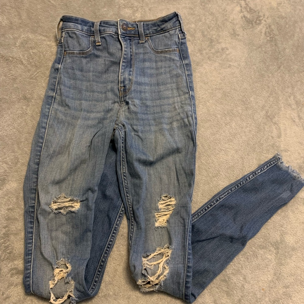 Hollister Blue Distressed Skinny Jeans